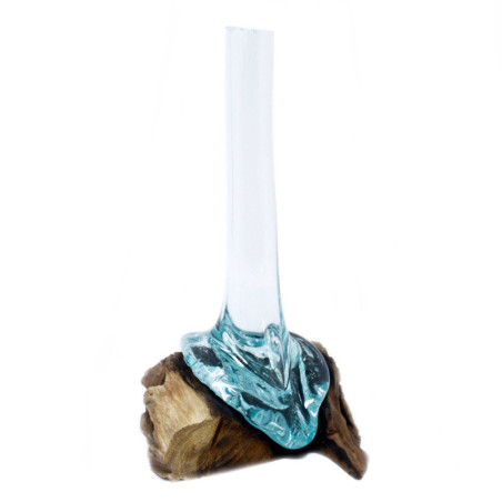 Verre fondu sur bois - Vase