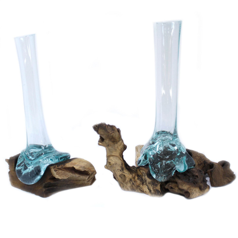 Verre fondu sur bois - Vase