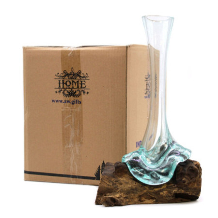 Verre fondu sur bois - Vase