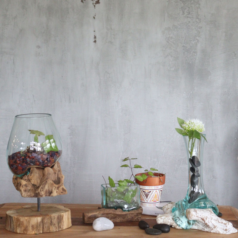 Verre fondu sur bois - Vase