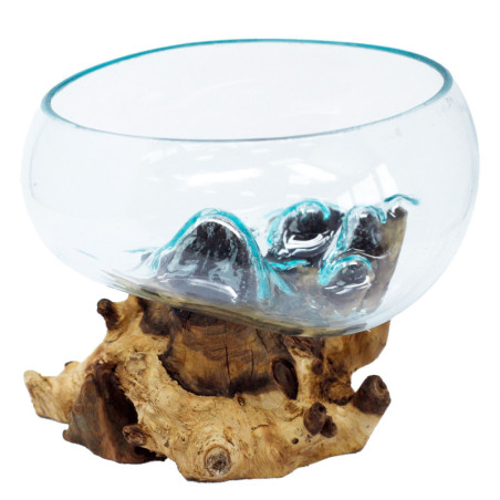 Verre fondu sur bois - Grand bol ouvert