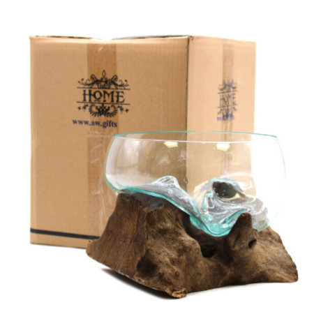 Verre fondu sur bois - Grand bol ouvert