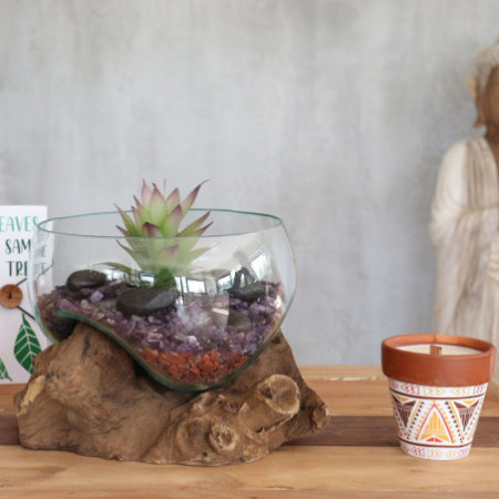 Verre fondu sur bois - Grand bol ouvert
