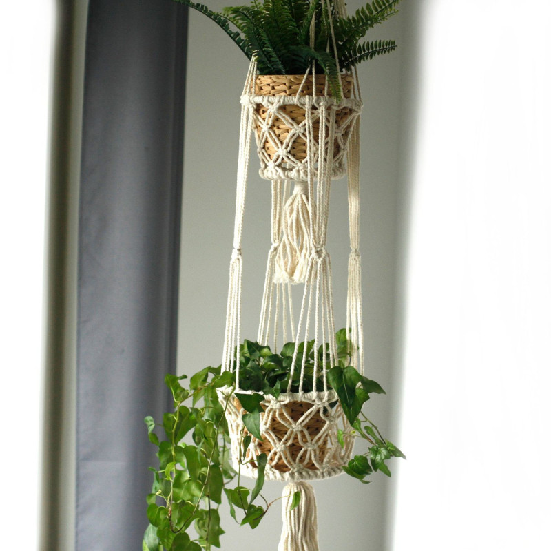Manique en macramé - Double support