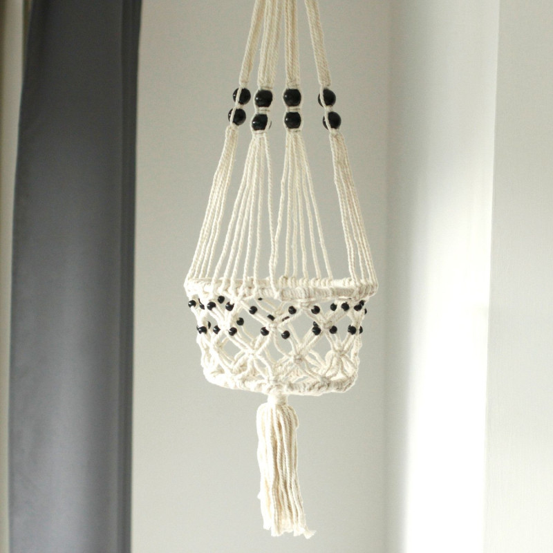 Manique en macramé - Grande taille, perles simples