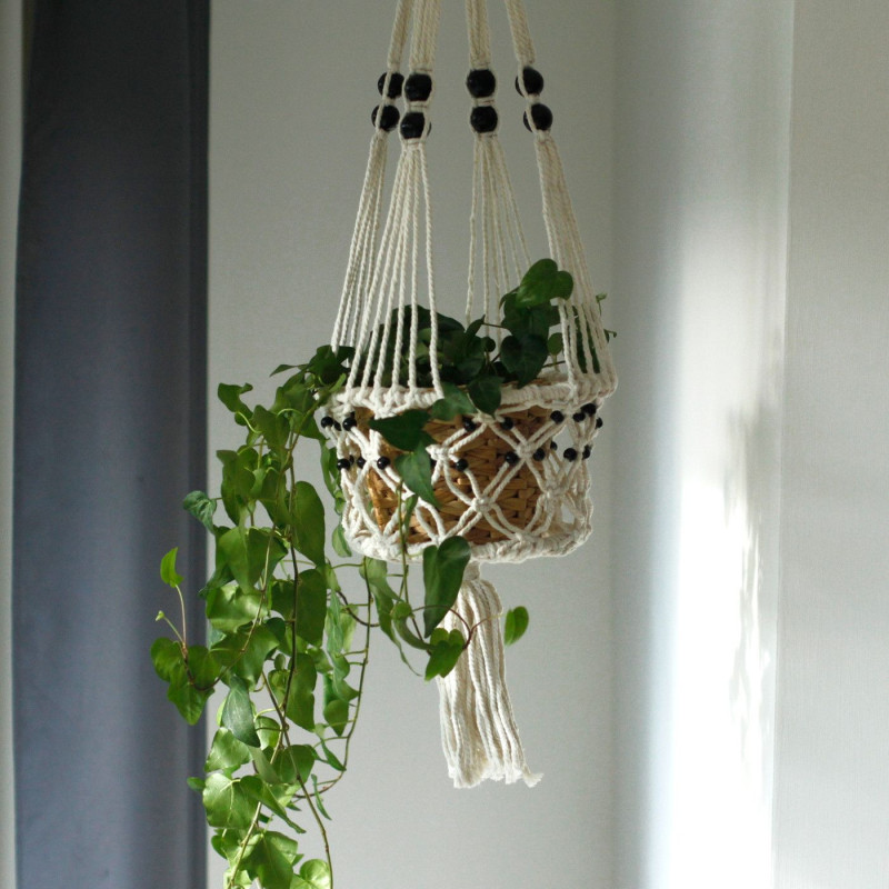 Manique en macramé - Grande taille, perles simples