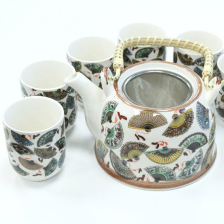 Ensemble de théières à herbes - Éventails en porcelaine