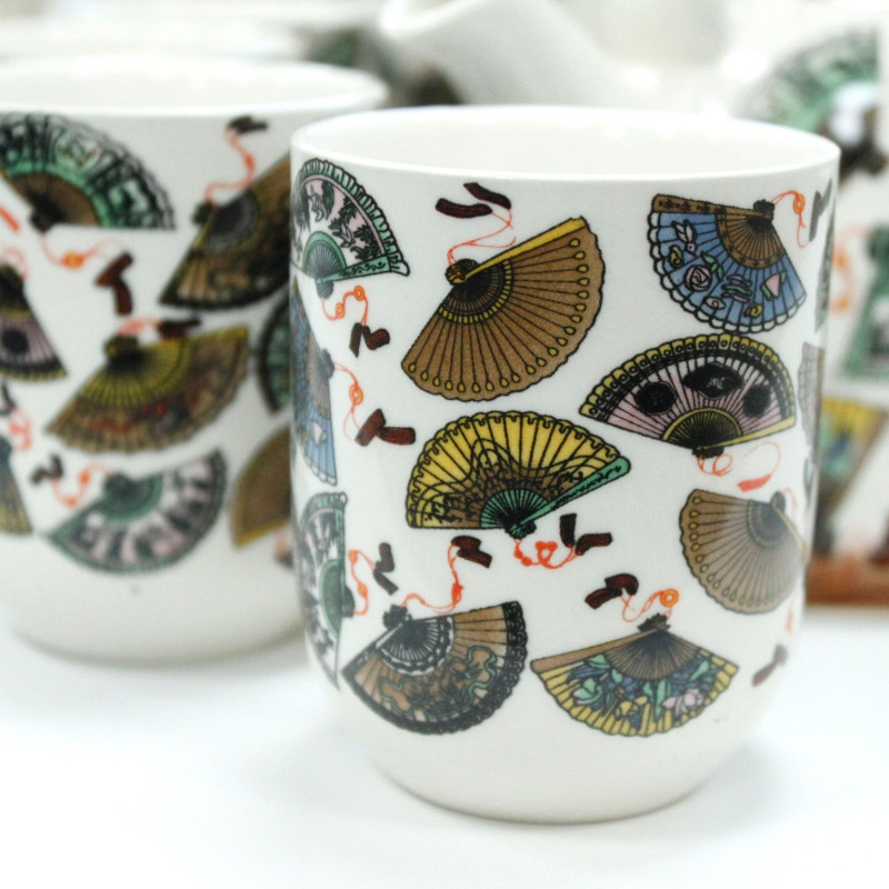 Ensemble de théières à herbes - Éventails en porcelaine