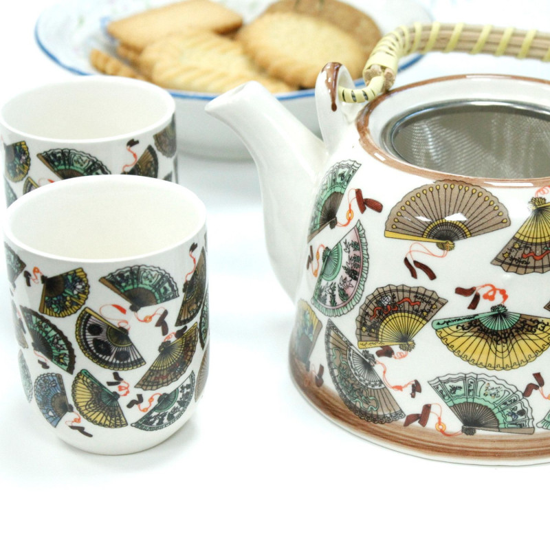 Ensemble de théières à herbes - Éventails en porcelaine