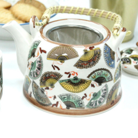 Ensemble de théières à herbes - Éventails en porcelaine