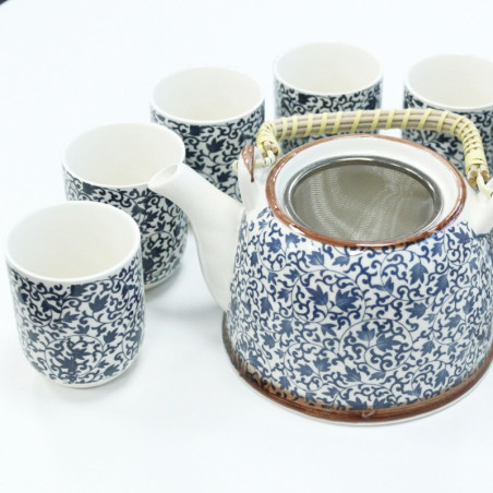 Ensemble de théières à herbes - Motif bleu
