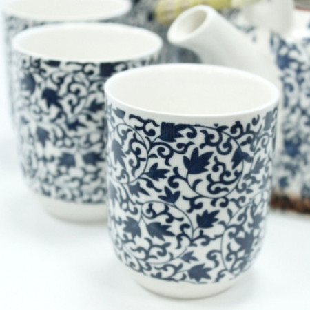 Ensemble de théières à herbes - Motif bleu