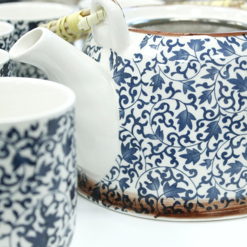 Ensemble de théières à herbes - Motif bleu