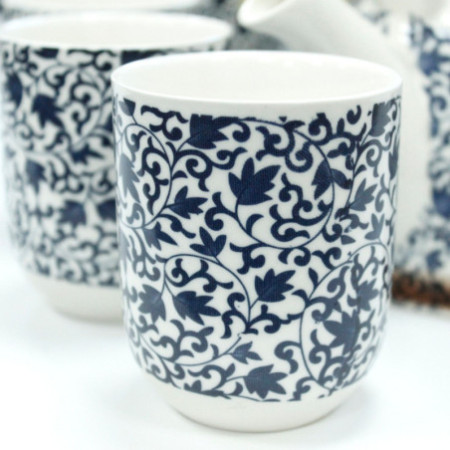 Ensemble de théières à herbes - Motif bleu