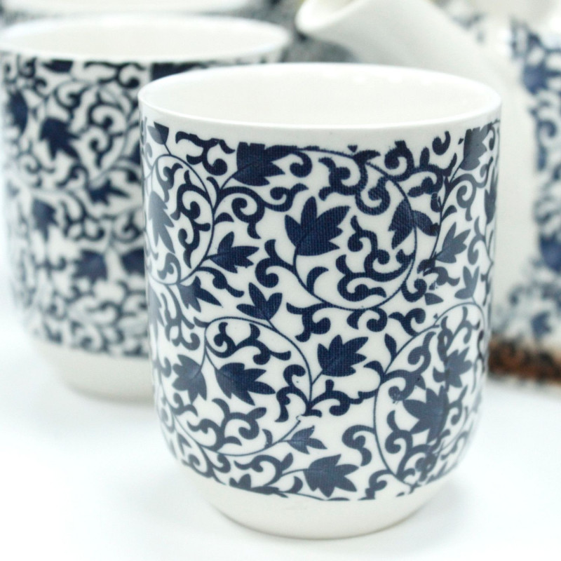 Ensemble de théières à herbes - Motif bleu