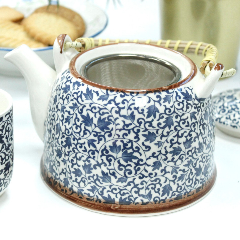 Ensemble de théières à herbes - Motif bleu