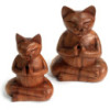 Brûle-encens en bois sculpté - Grand chat yoga
