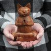 Brûle-encens en bois sculpté - Chat Med Yoga