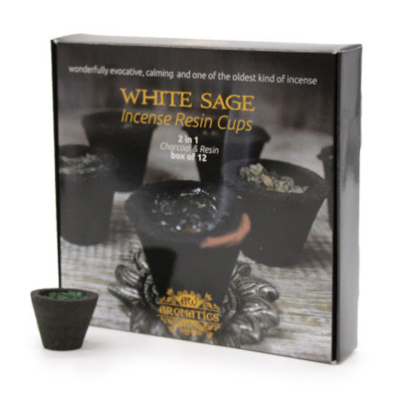 Coffret de 12 coupelles en résine - Sauge blanche