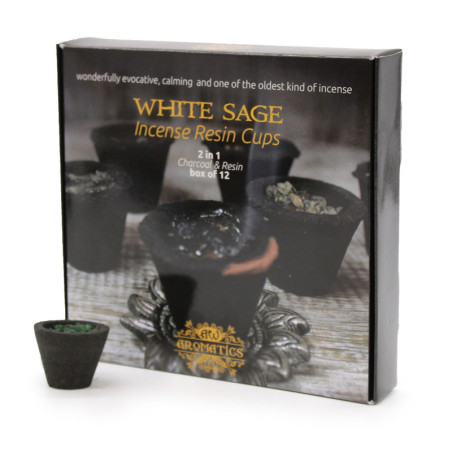 Coffret de 12 coupelles en résine - Sauge blanche