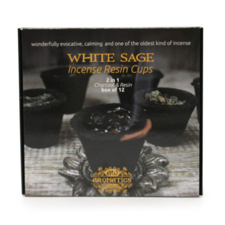 Coffret de 12 coupelles en résine - Sauge blanche