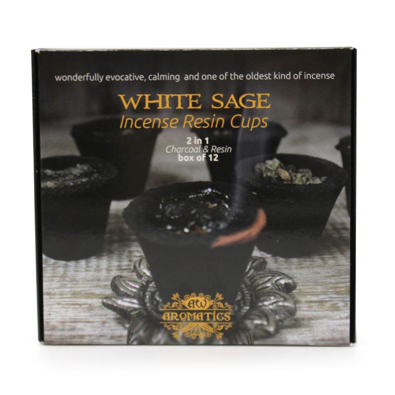 Coffret de 12 coupelles en résine - Sauge blanche
