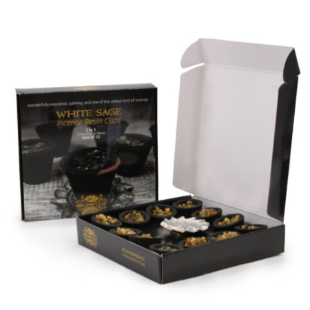 Coffret de 12 coupelles en résine - Sauge blanche
