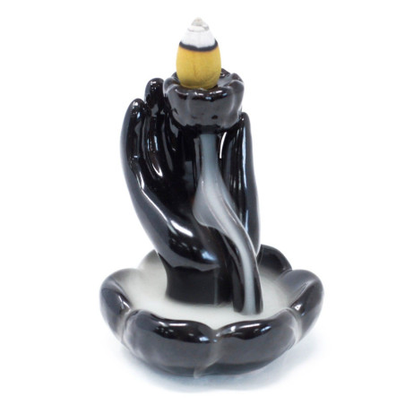 Brûleur d'encens à reflux - Main et fleur de lotus