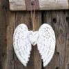 Aile d'ange double et cœur fabriqués à la main - 24 cm
