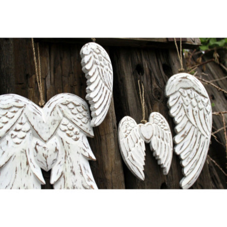 Aile d'ange double et cœur fabriqués à la main - 24 cm