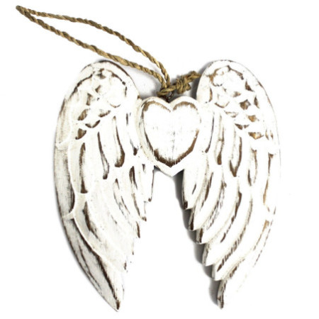 Petite aile d'ange double et cœur fabriqués à la main - 15 cm