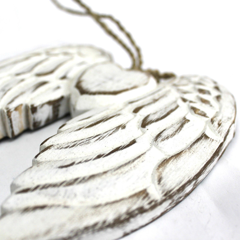 Petite aile d'ange double et cœur fabriqués à la main - 15 cm