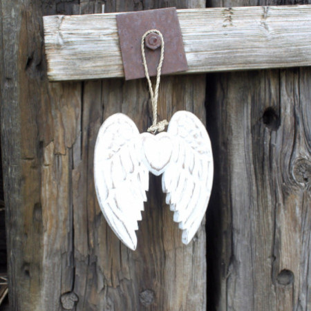 Petite aile d'ange double et cœur fabriqués à la main - 15 cm