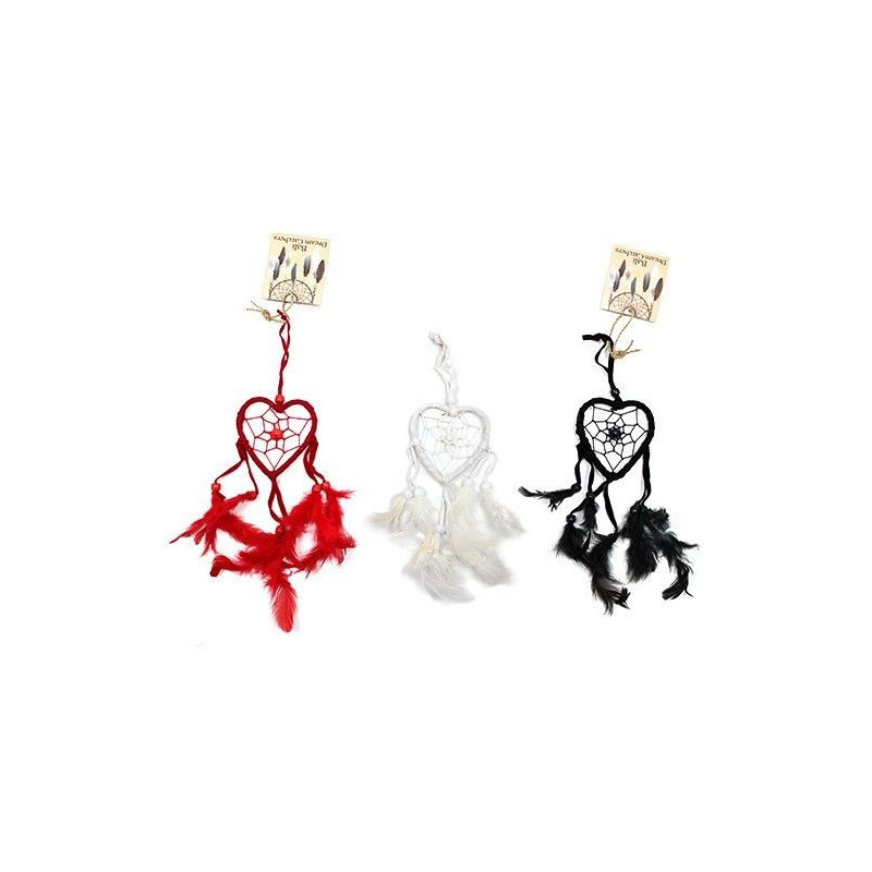 Attrape-rêves Bali - Petit cœur - Noir/Blanc/Rouge