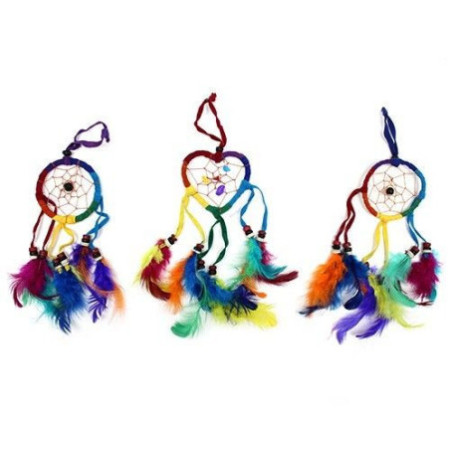 Attrape-rêves de Bali - Petit cœur - Arc-en-ciel