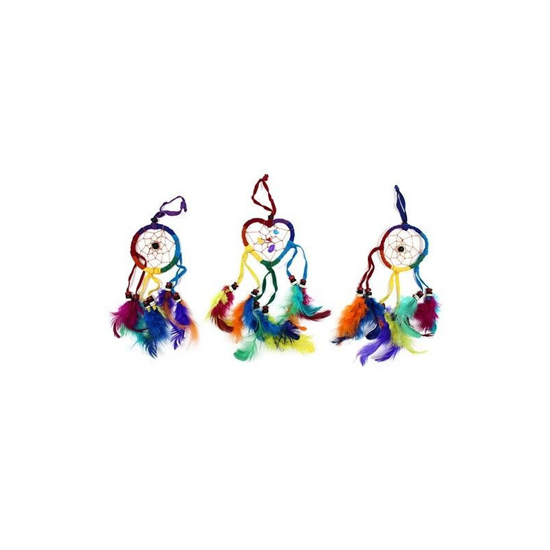 Attrape-rêves de Bali - Petit cœur - Arc-en-ciel