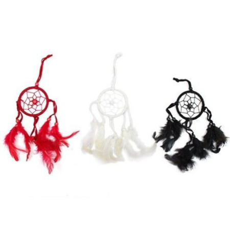 Attrape-rêves Bali - Petit rond - Noir/Blanc/Rouge