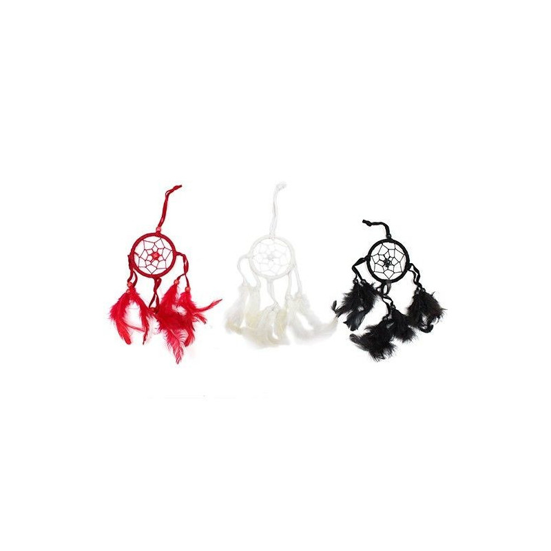 Attrape-rêves Bali - Petit rond - Noir/Blanc/Rouge