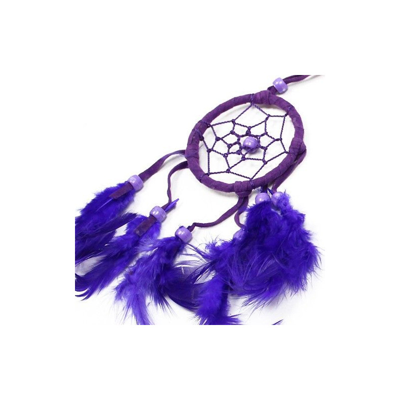 Attrape-rêves de Bali - Petit rond - Turquoise/Rose/Violet