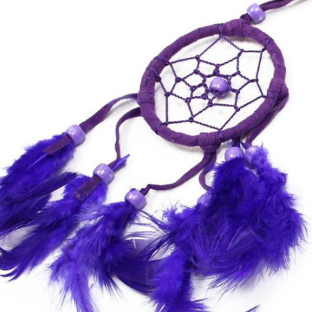 Attrape-rêves de Bali - Petit rond - Turquoise/Rose/Violet