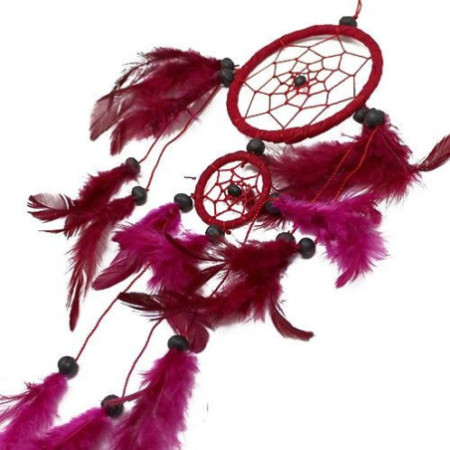 Attrape-rêves de Bali - Rond moyen - Noir/Blanc/Rouge