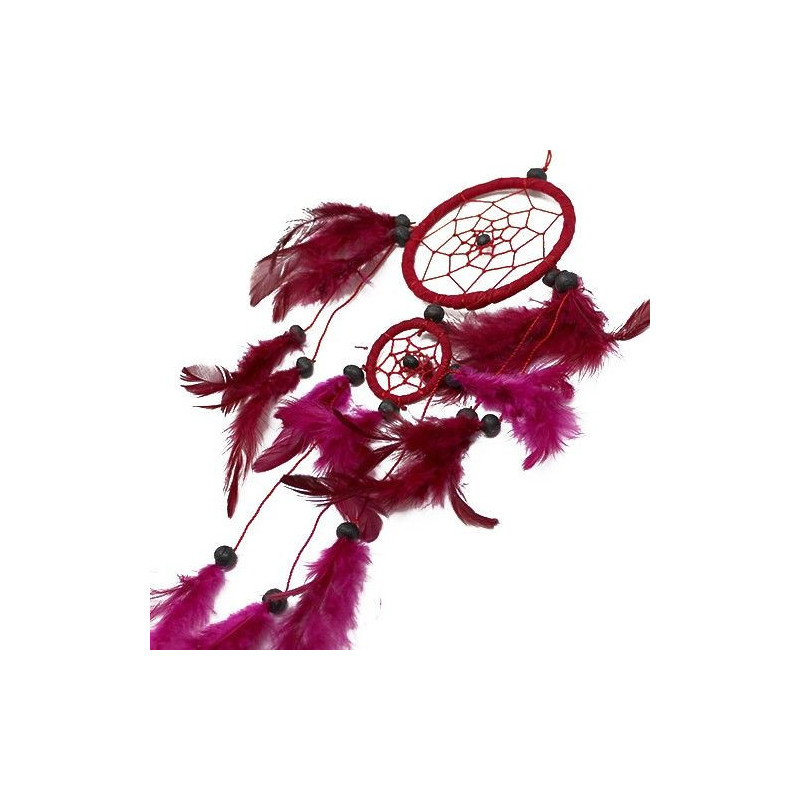 Attrape-rêves de Bali - Rond moyen - Noir/Blanc/Rouge
