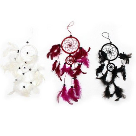 Attrape-rêves de Bali - Rond moyen - Noir/Blanc/Rouge