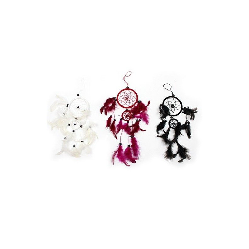 Attrape-rêves de Bali - Rond moyen - Noir/Blanc/Rouge