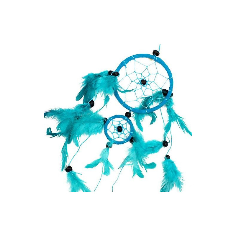 Attrape-rêves de Bali - Rond moyen - Turquoise/Rose/Violet