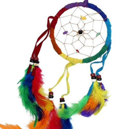 Attrape-rêves de Bali - Rond moyen - Arc-en-ciel