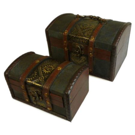 Lot de 2 boîtes coloniales en métal gaufré