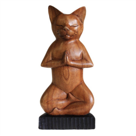Chat de yoga sculpté à la main - Lotus