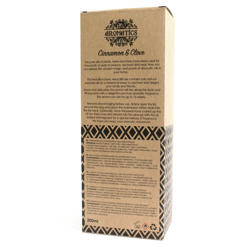 Diffuseur d'huiles essentielles de cannelle et de clou de girofle 200 ml