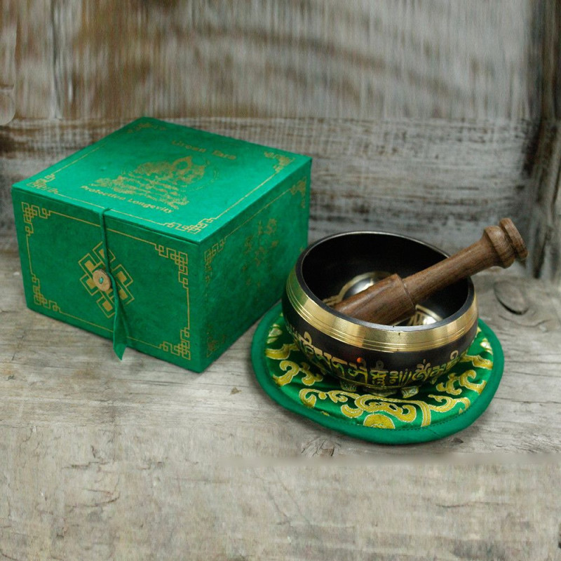 Ensemble de bols chantants Tara verte 10 cm (min 380 g)